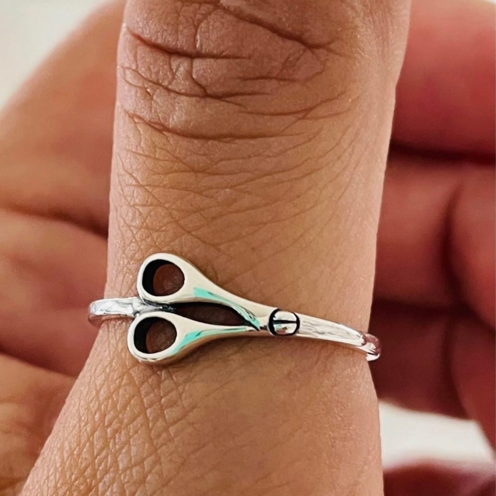 Sterling Silver Scissors Band Ring